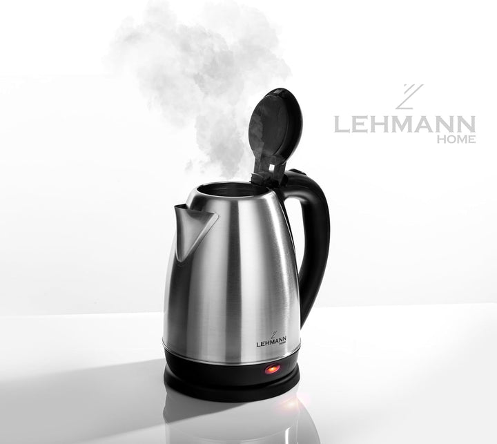 Lehmann LHOEK-2220D Wasserkocher Edelstahl 1,8 L, leistungsstarker elektrischer Wasserkocher 2200W,