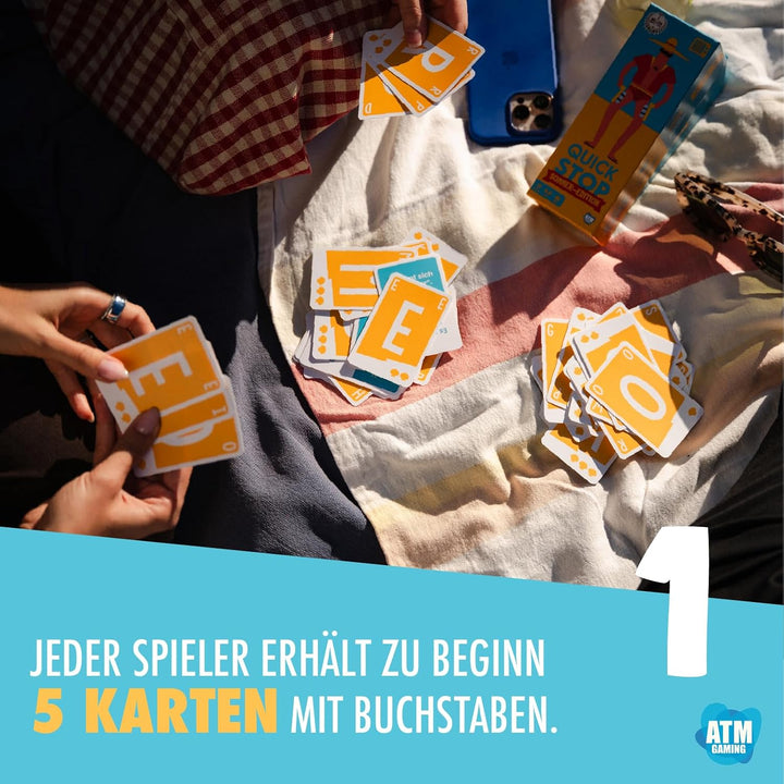 ATM Gaming Quickstop - Das Buchstaben-Duell - Sommer-Edition - Kartenspiel für Jugendliche und Erwac