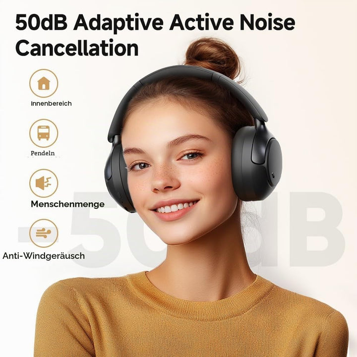 QCY H3 PRO Over Ear kopfhörer Bluetooth,50db Adaptives aktives Noise Cancelling mit Mehreren Modi,Hi