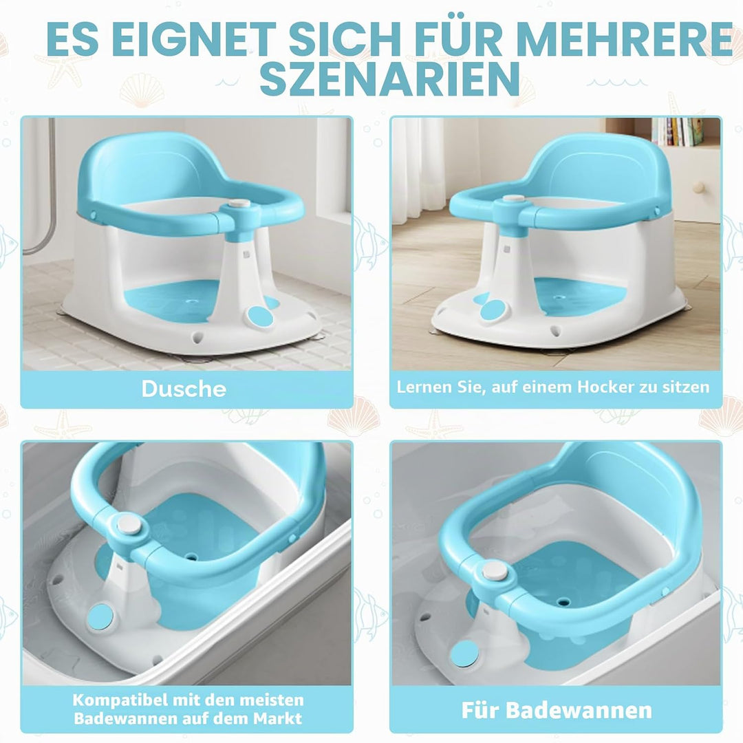 UBRAVOO Baby Badesitz für Babys von 6 bis 24 Monaten, aufrecht sitzender Badesitz, rutschfester Baby