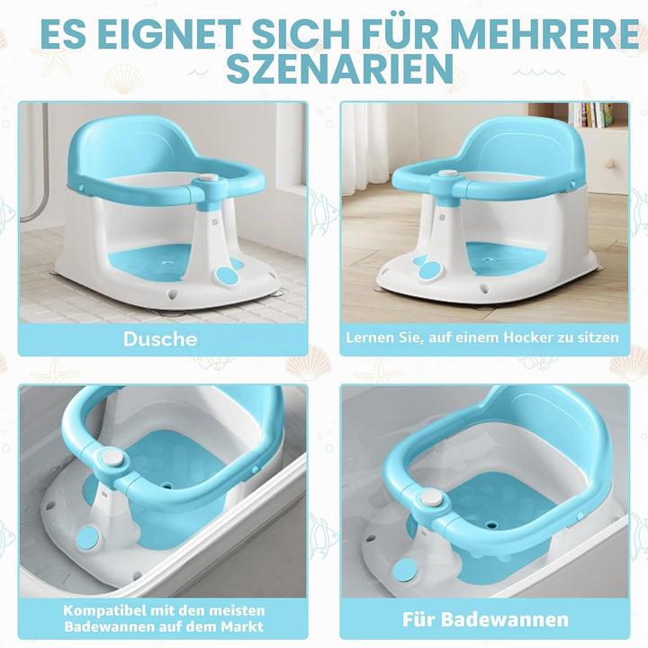 UBRAVOO Baby Badesitz für Babys von 6 bis 24 Monaten, aufrecht sitzender Badesitz, rutschfester Baby