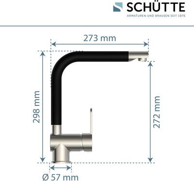 Schütte 79866 RIO Spültischarmatur, Edelstahloptik/Schwarz matt, Edelstahloptik/Schwarz Matt