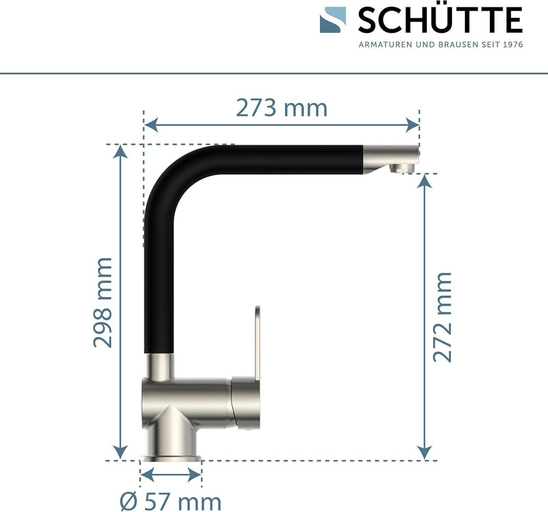 Schütte 79866 RIO Spültischarmatur, Edelstahloptik/Schwarz matt, Edelstahloptik/Schwarz Matt