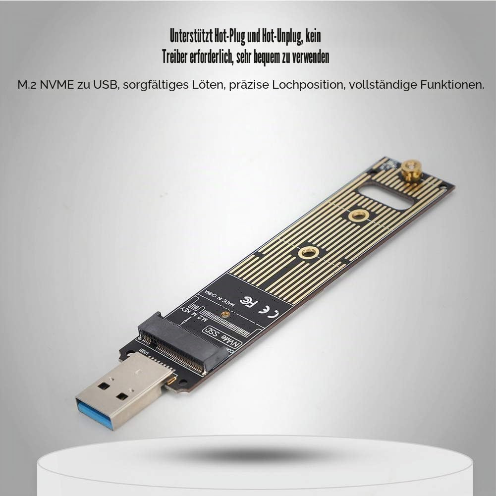 Tangxi M.2 NVMe auf USB Adapter, 10 Gbit/s M.2 SSD auf USB 3.1 M.2 Adapter, M.2 NVME basiert M Key M