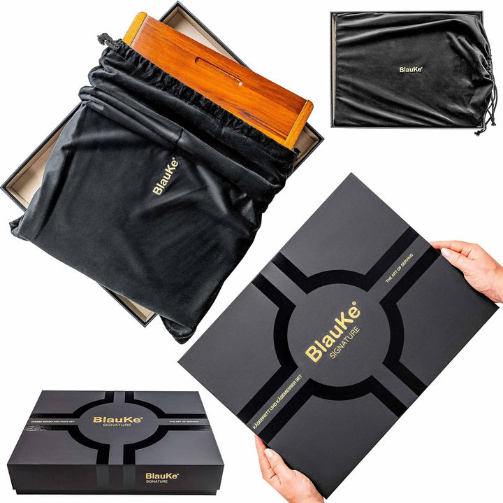 Käsebrett mit Käsemesser Set für Grosse Gruppen – Akazienholz Servierbrett, EIN Upgrade von Bambus C