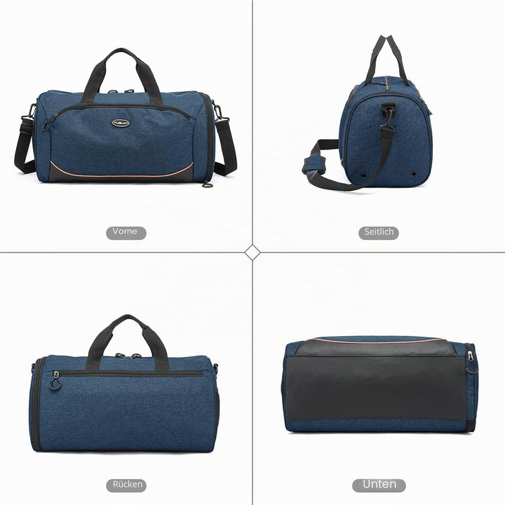 TUGUAN Sporttasche für Herren Damen, 30L Kleine Reisetasche mit Schuhfach und Nassfach, Wasserdicht