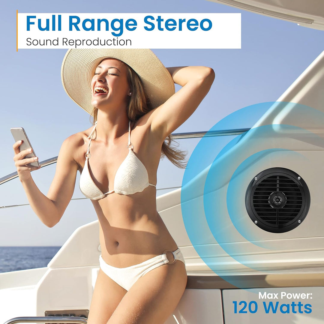 Pyle Wasserdichte Lautsprecher 6 1/2 Zoll Wasserdicht Dual Cone Stereo, Schwarz, PLMR67B, Schwarz