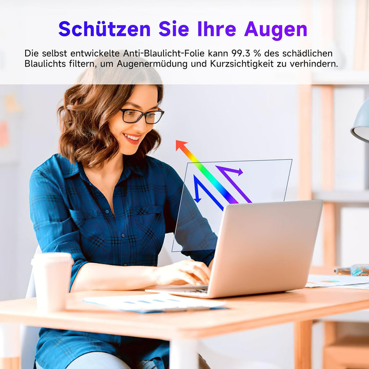 2 Pack Blaulichtfilter Displayschutzfolie 13.3 Zoll 16:10, Blendschutzfolie Augenschutz Schutzfolie,