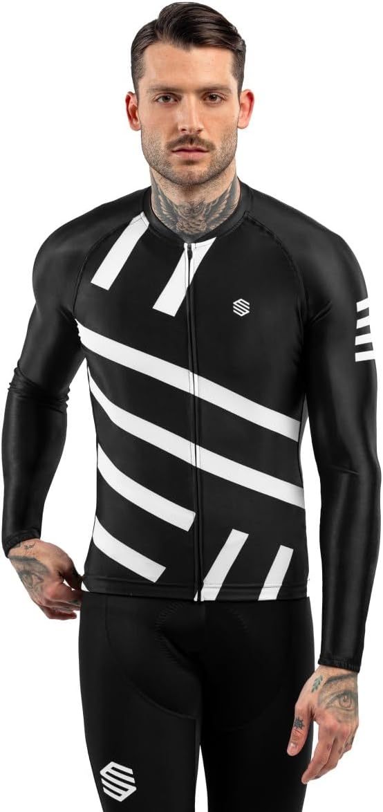 SIROKO - Radtrikot Langarm M2 Leader S Schwarz/Weiss, S Schwarz/Weiss