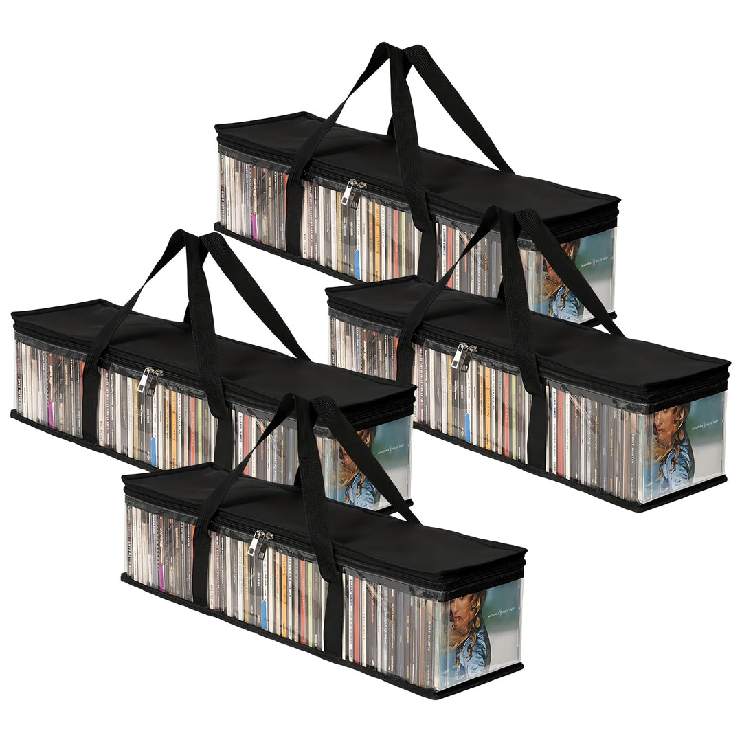 4 Stück Transparente Aufbewahrungstaschen für DVDs, Tragbare CD-Halterung, Wasserabweisende Tragetas