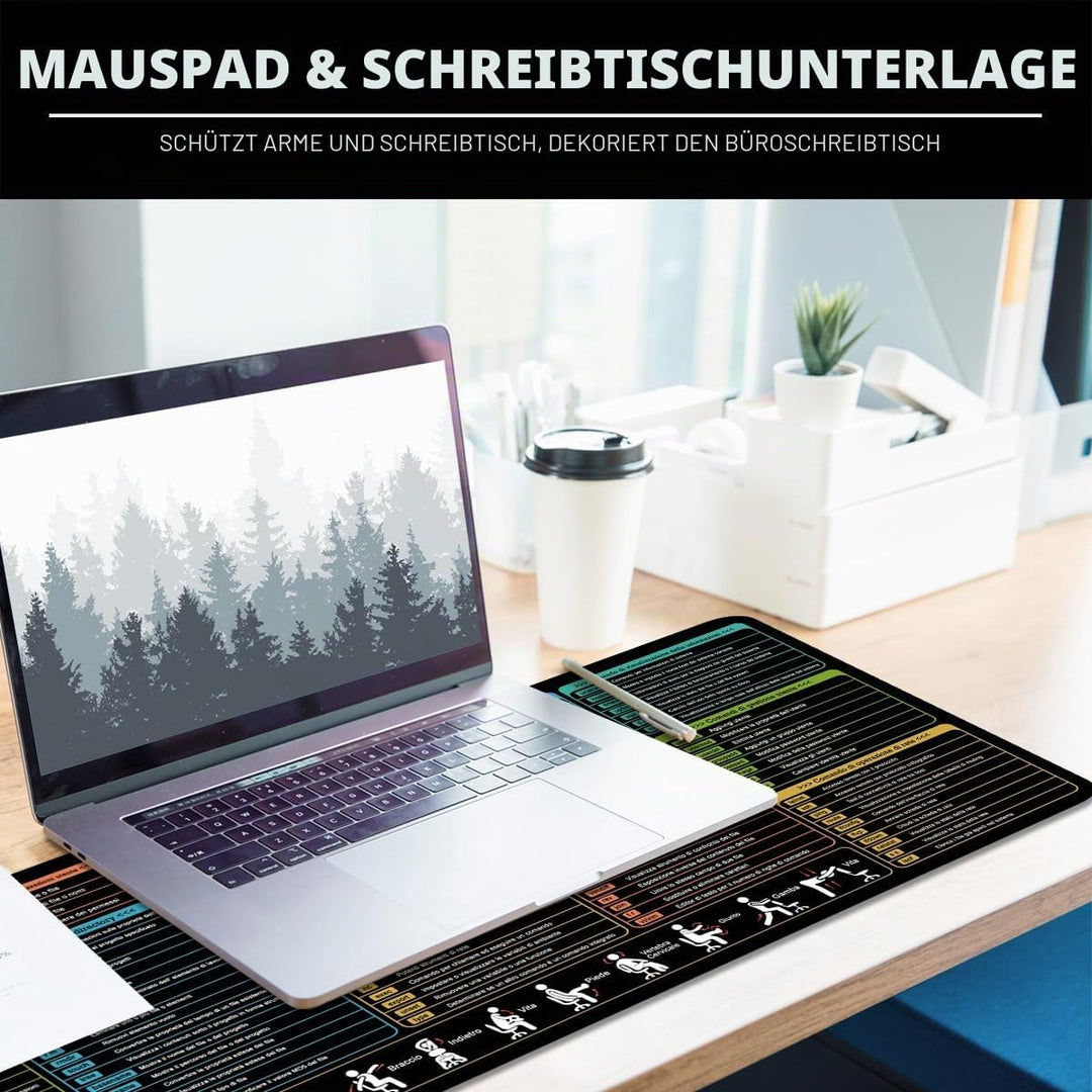 Linux Shortcuts Mauspad Italienisch Schreibtischunterlage 80x30x0.3cm Gross Gaming Mousepad XL & Des