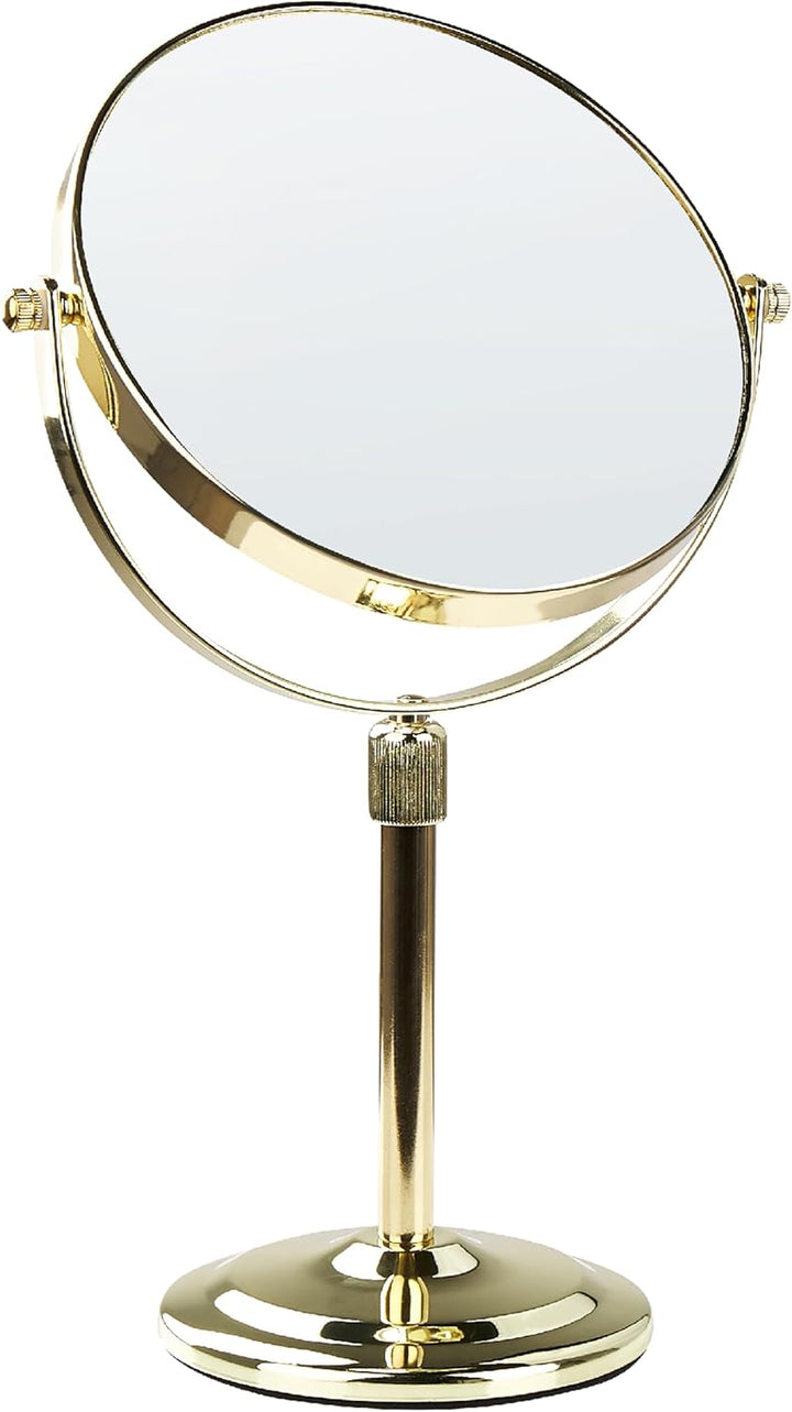 Doppelseitiger Tischspiegel Schminkspiegel mit Vergrösserung ø 20 cm Gold Averyon