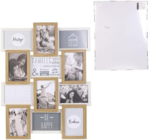 Home Deco Factory Bilderrahmen für 12 Bilder, 44cm x 3cm x 58cm, Beige/Weiss