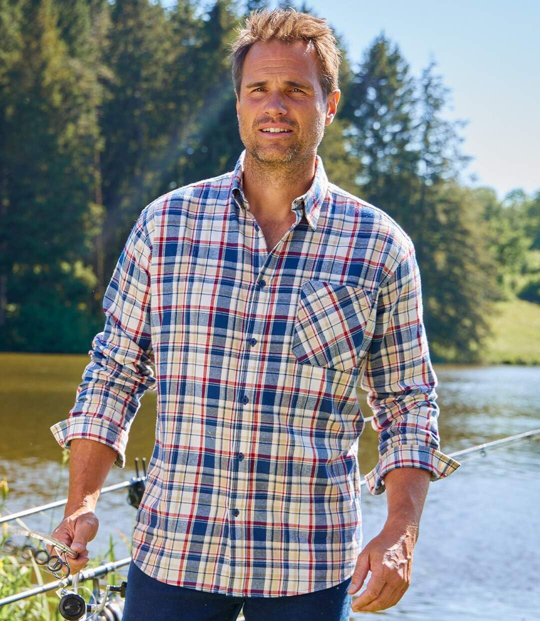 ATLAS FOR MEN - Kariertes Hemd aus Flanell - Langärmelig - Verfügbar in grossen Grössen von M bis 5X