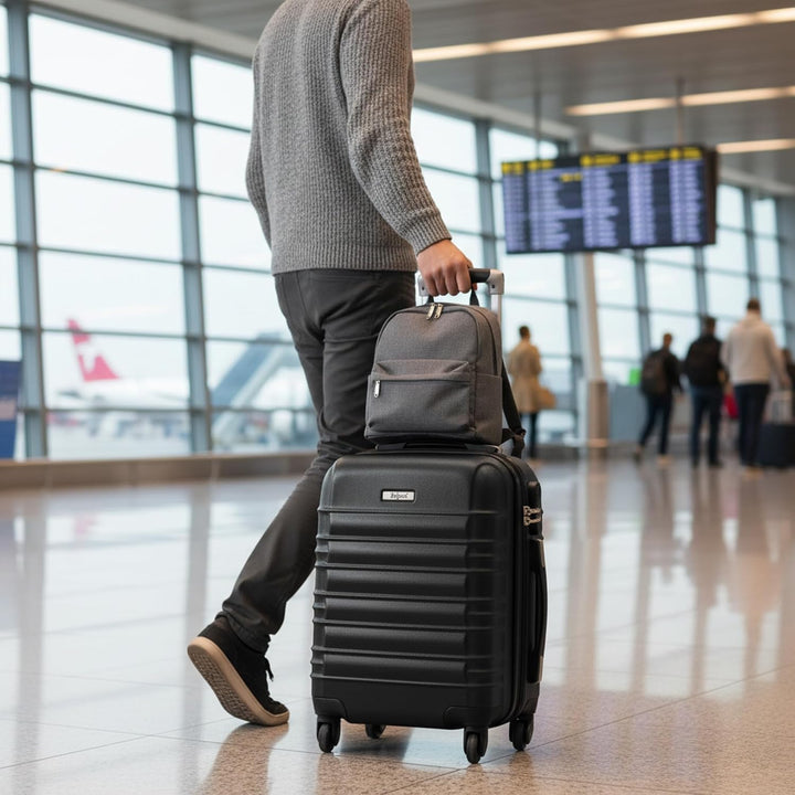 Zelsius Koffer Set 4 Stück, Schwarz | ABS Hartschalenkoffer mit Zahlenschloss, 4 Rollen und Innen Tr
