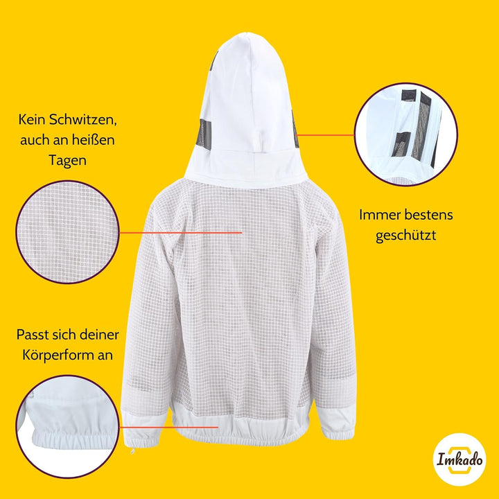 Imkado Atmungsaktive Imkerjacke, Schutzbekleidung für Imker - Schutz vor Bienenstichen - Schutzhemd,