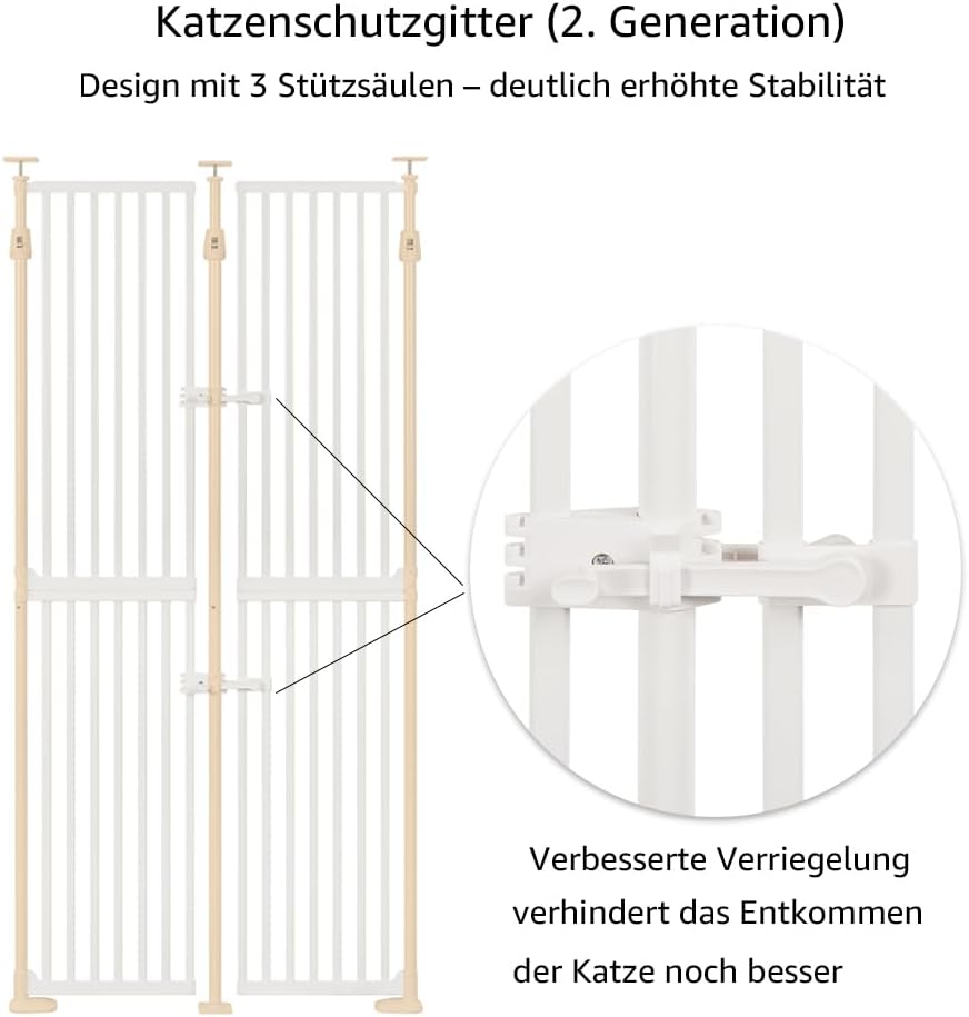 unipaws 190 cm hohes extra hohes Katzenschutzgitter, zweite Generation, stabiles Erhöhung, 89 cm - 9