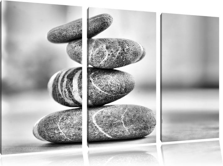 Pixxprint Monocrome, Zen Steinturm 3-Teiler Leinwandbild 120x80 Bild auf Leinwand