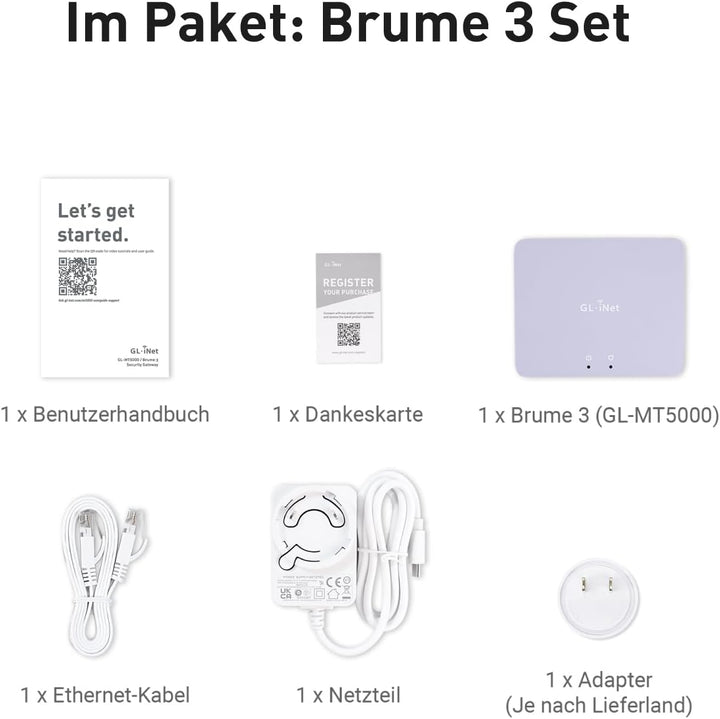 GL.iNet MT5000 (Brume 3) Hochgeschwindigkeits-VPN-Sicherheitsgateway für Homeoffice: Bis zu 1100 Mbi