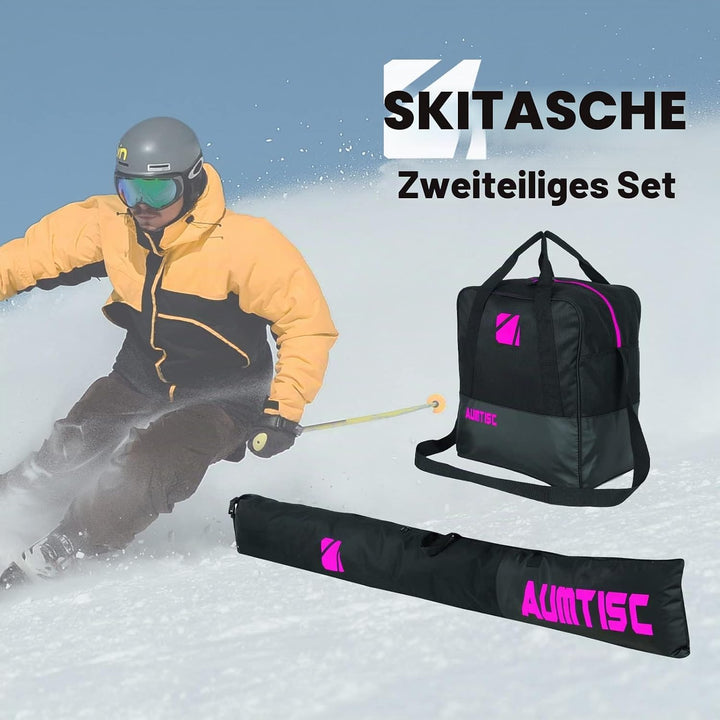 AUMTISC Skitasche und Skischuhtasche Combo - Skitaschen für Flugreisen - gepolsterte Schneeskitasche