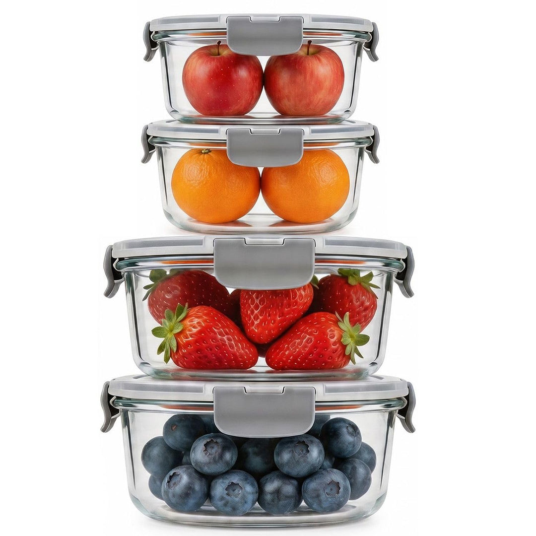 Glasbehälter mit Deckel, 4-teilig Meal Prep Boxen &amp; Frischhaltedosen (400ml &amp; 970ml) aus Borosilikat