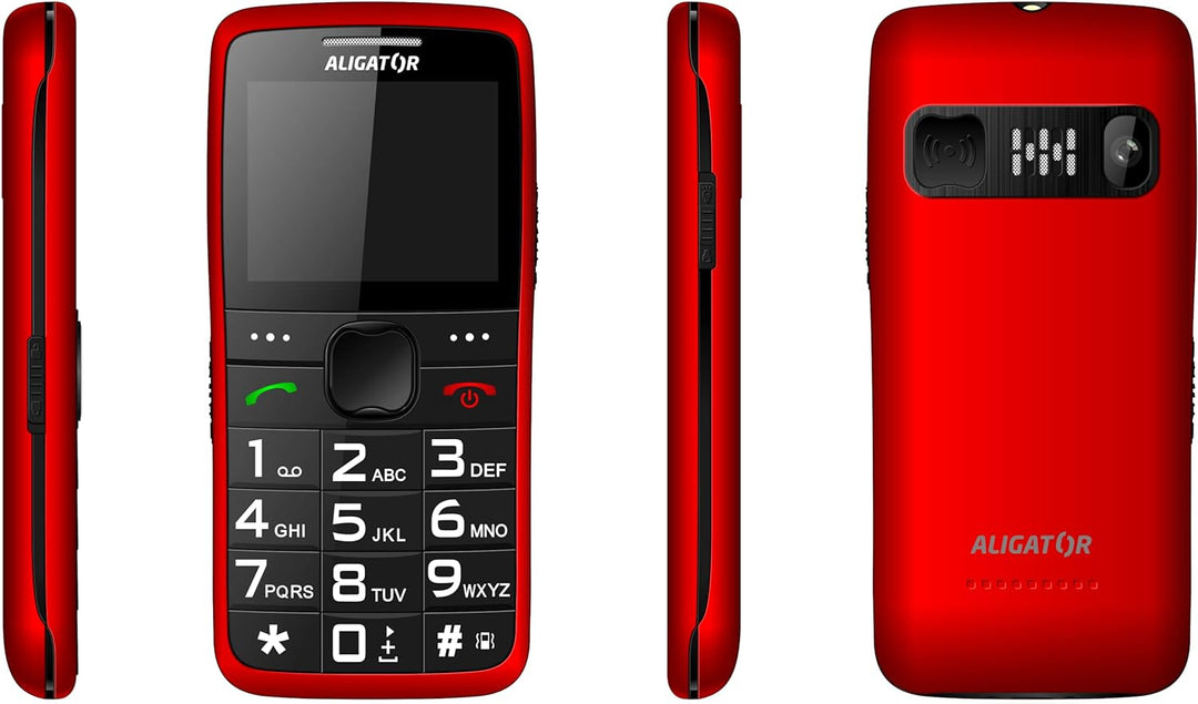 ALIGATOR Senioren grosstasten Handy AZA675RD mit 2,2“ Farb-Display, SOS-Taste und Lokalisierung, Far