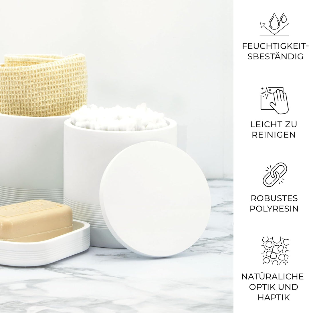ZCCZ - Weisses Badezimmer-Zubehör-Set 6-teilig – Zahnbürstenhalter, Lotionseifenspender, 2 Qtip-Halt