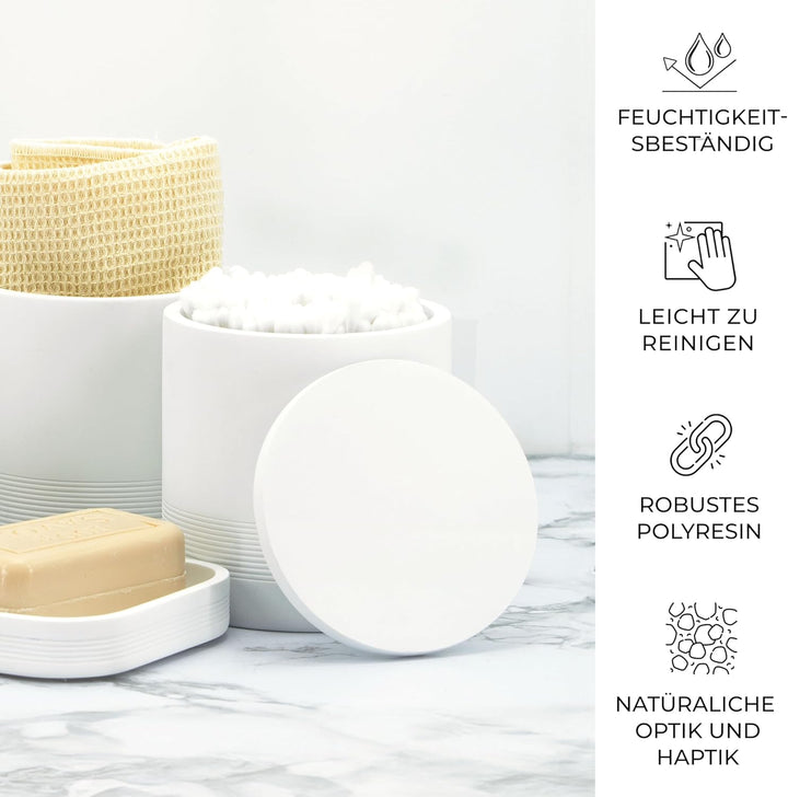 ZCCZ - Weisses Badezimmer-Zubehör-Set 6-teilig – Zahnbürstenhalter, Lotionseifenspender, 2 Qtip-Halt