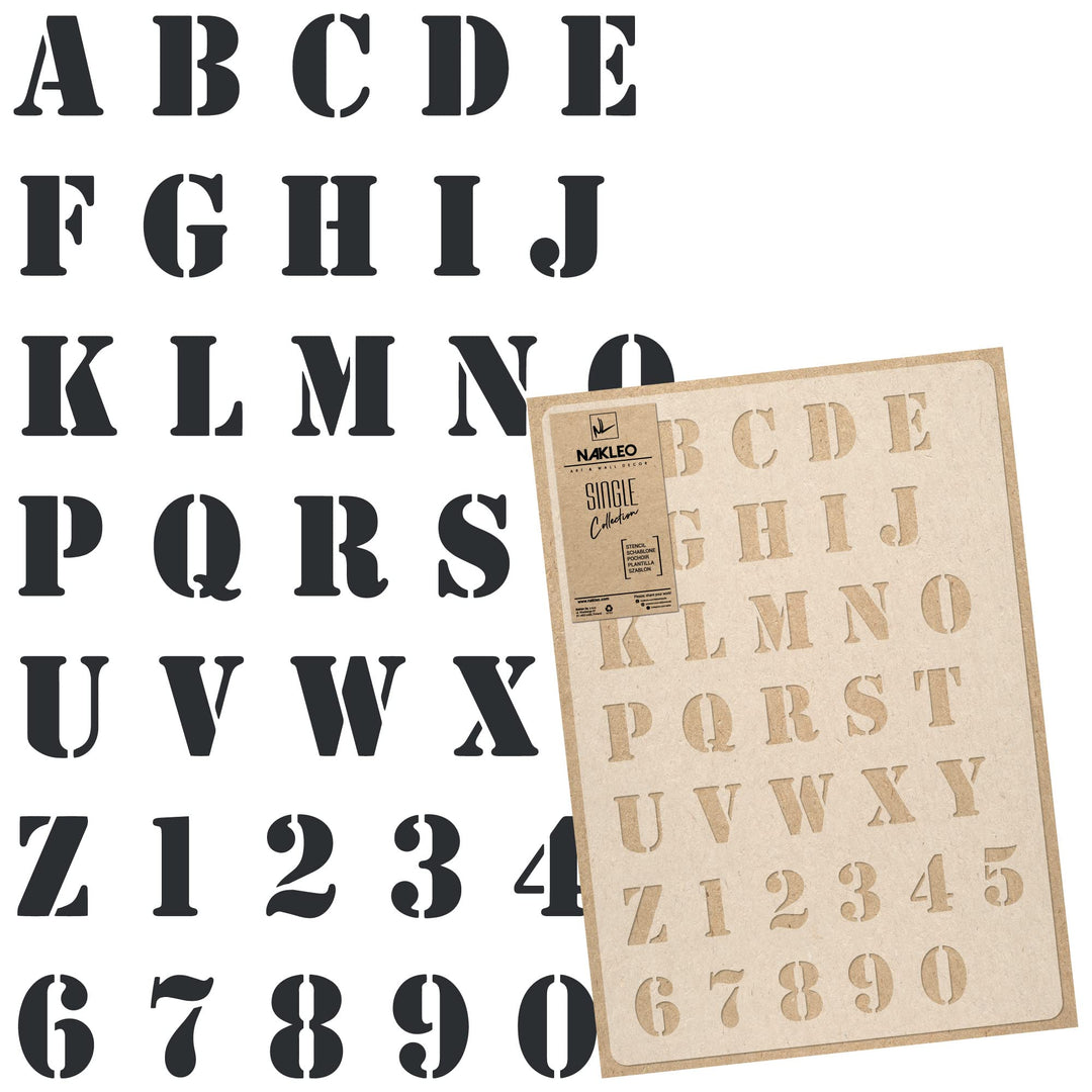 NAKLEO Grosse Malschablonen 43x64 cm, Buchstaben Ziffern Alphabet Muster, Wiederverwendbare Kunststo