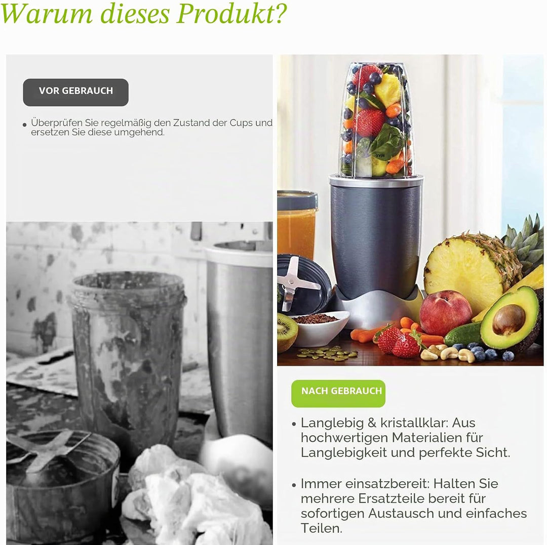 14 Stück Mixer-Ersatzteile Extraktor Klinge und Tassen für NutriBullet 600w &amp; 900w Serie, einschlies