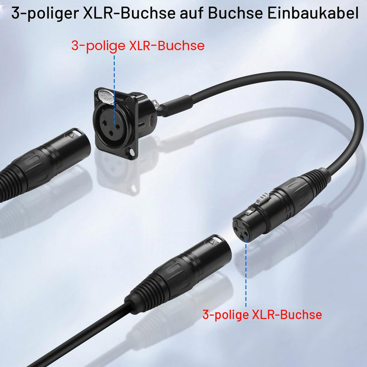 QIANRENON xlr Festmontage-Kurz-Kabel-Adapter für Lautsprecher und Mixer, 35cm