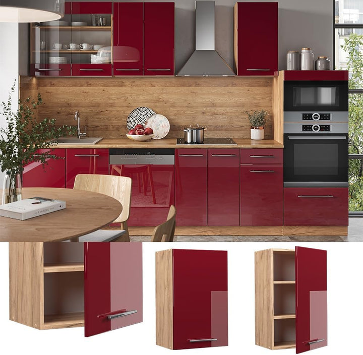 Vicco Hängeschrank Fame-Line, Bordeaux Hochglanz/Goldkraft Eiche, 45 cm Hängeschrank 45 cm Bordeaux