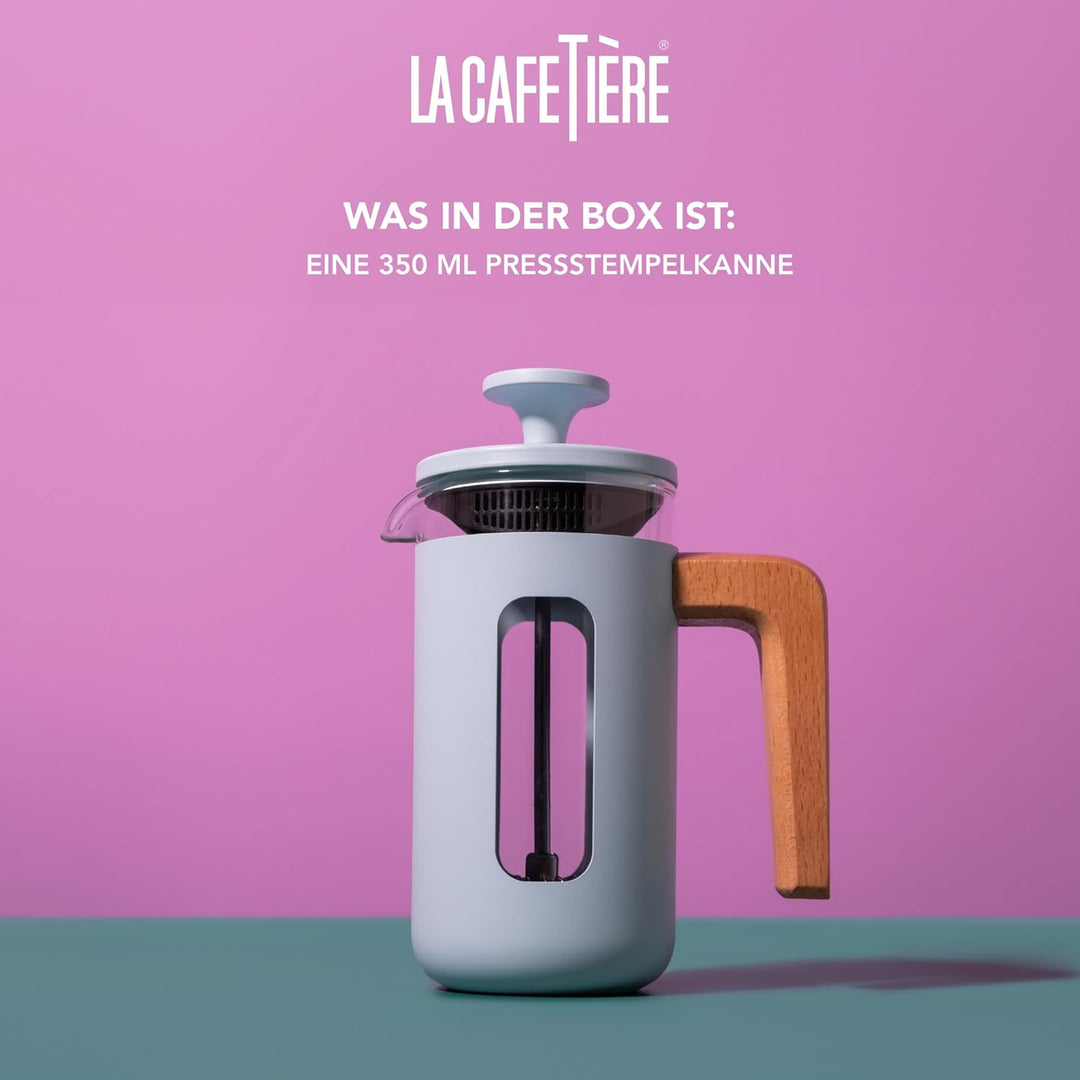 La Cafetière Pisa Kaffeebereiter für 3 Tassen, himmelblau, langlebiger Edelstahl-Rahmen und -Kolben,