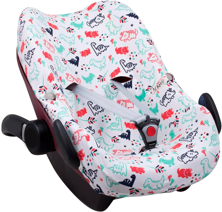 JYOKO KIDS Baumwollbezug für Autositz kompatibel mit Pebble Maxi Cosi, Bebe Confort (Dino Party), Di