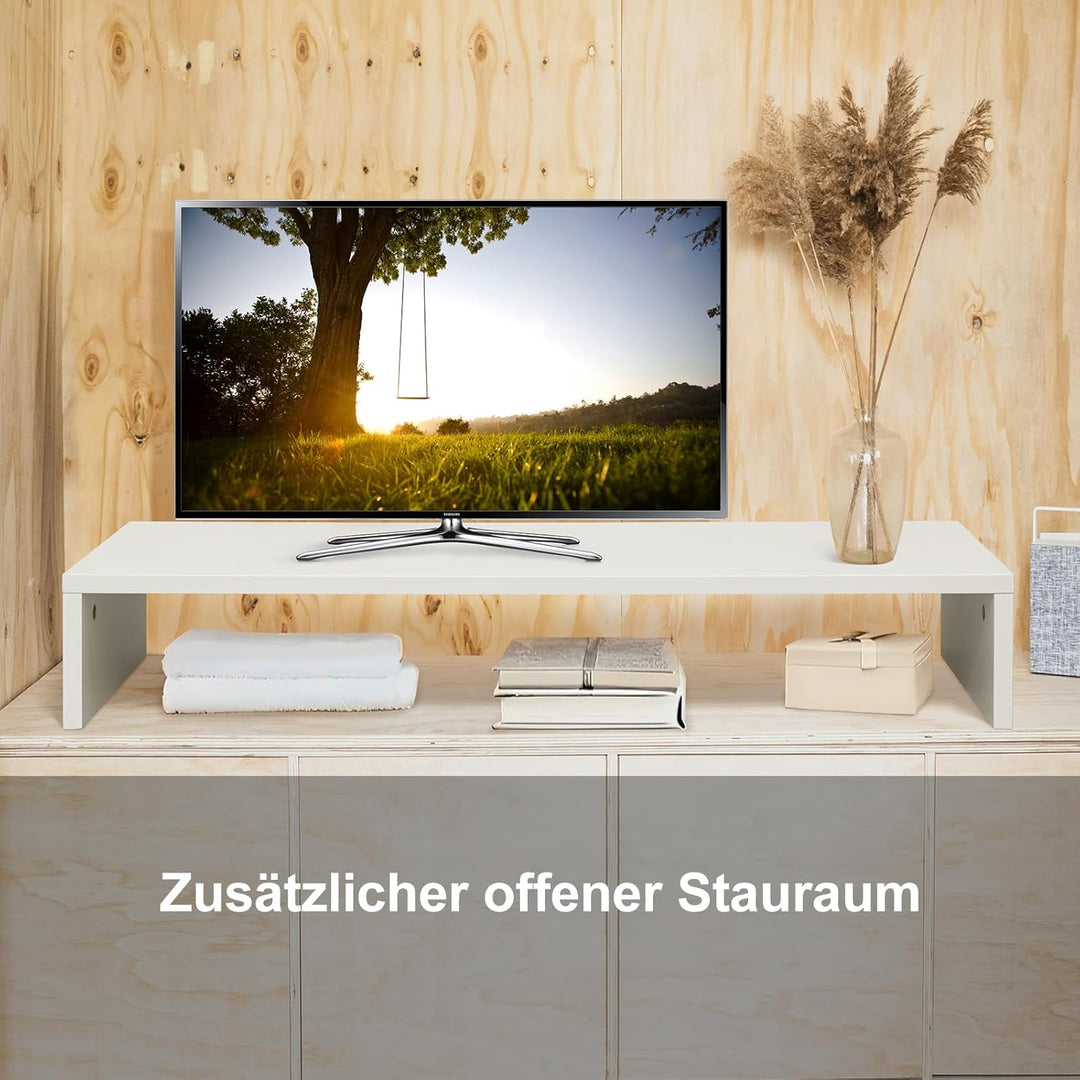 TV-Aufsatz mit Erhöhung,PC Regal Aufsatz Bildschirmerhöhung Hochglanz, Ideal für TV-Erhöhung und Sch