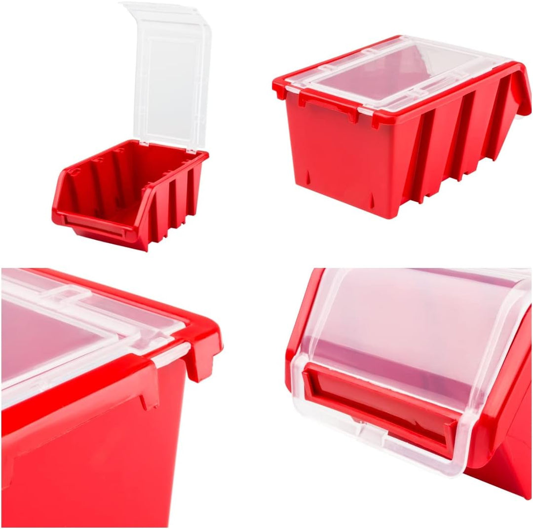 Lagersystem Werkstattregal | 117 x 78 cm | 40 stck. Box | Wandregal mit Stapelboxen - Wandplatten Ex