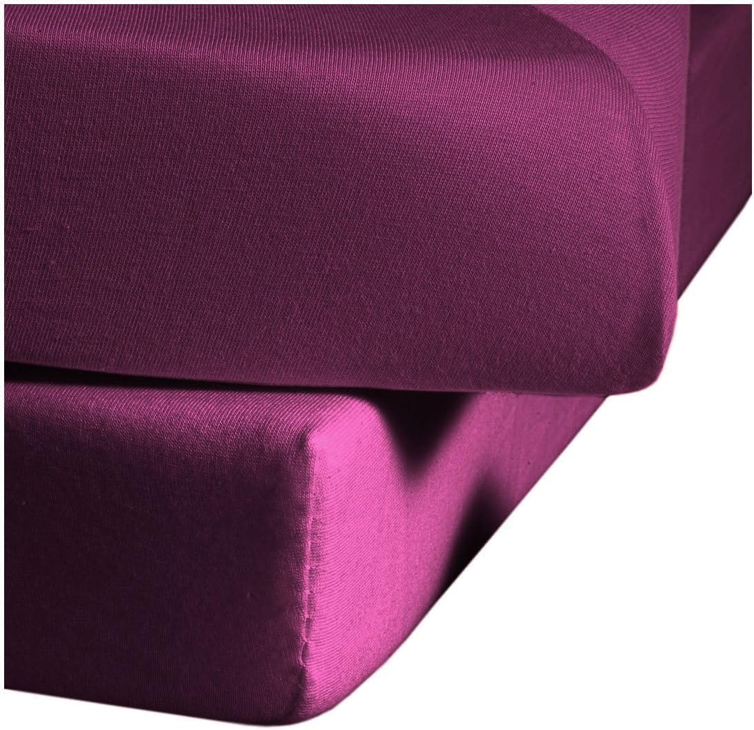 fleuresse Comfort Spannbettlaken, 96% Baumwolle, 4% Elasthan, Himbeere, 200 x 200 cm Himbeere 200 x