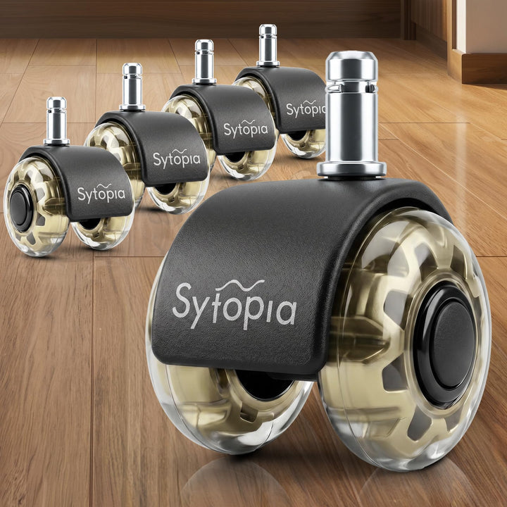 Sytopia Bürostuhl Rollen 11mm x 22 mm, 5er Set Rollen für Bürostühle, Super Leise und Weiche für Har