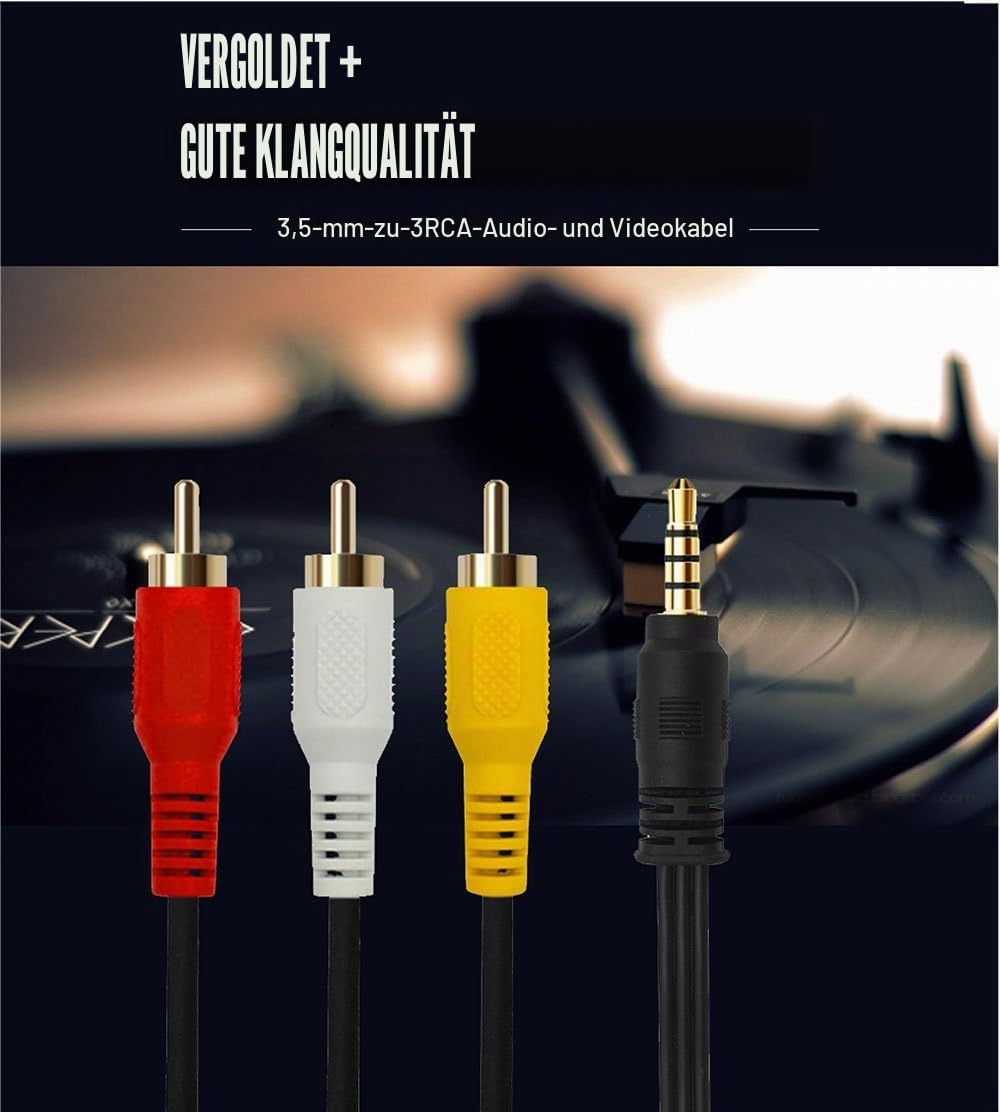 QiCheng & LYS Av camcorder video kabel, 3,5 mm Stecker auf 3 RCA Stecker Stereo Audio Video AUX Kabe