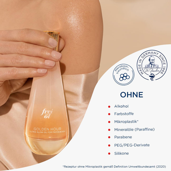 frei öl – ULTRA GLOW ÖL Golden Hour mit zart-würzigem Duft - für Gesicht & Körper - für mehr Glow &
