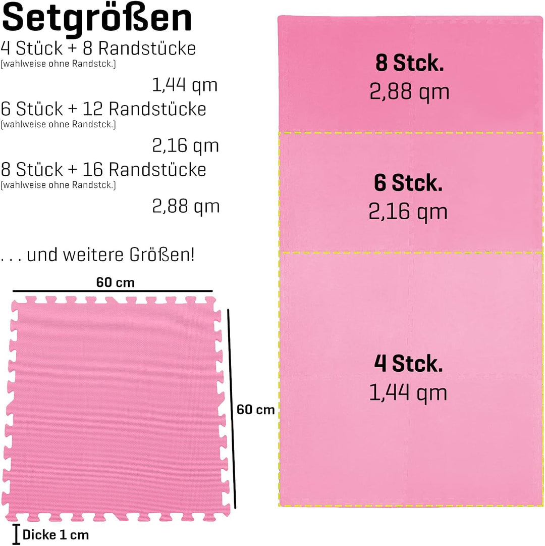 Sporttrend 24® 24 Schutzmatten + 48 Randstücke Set Farbwahl 60x60x1cm | 8,64qm | Bodenschutzmatte Sp