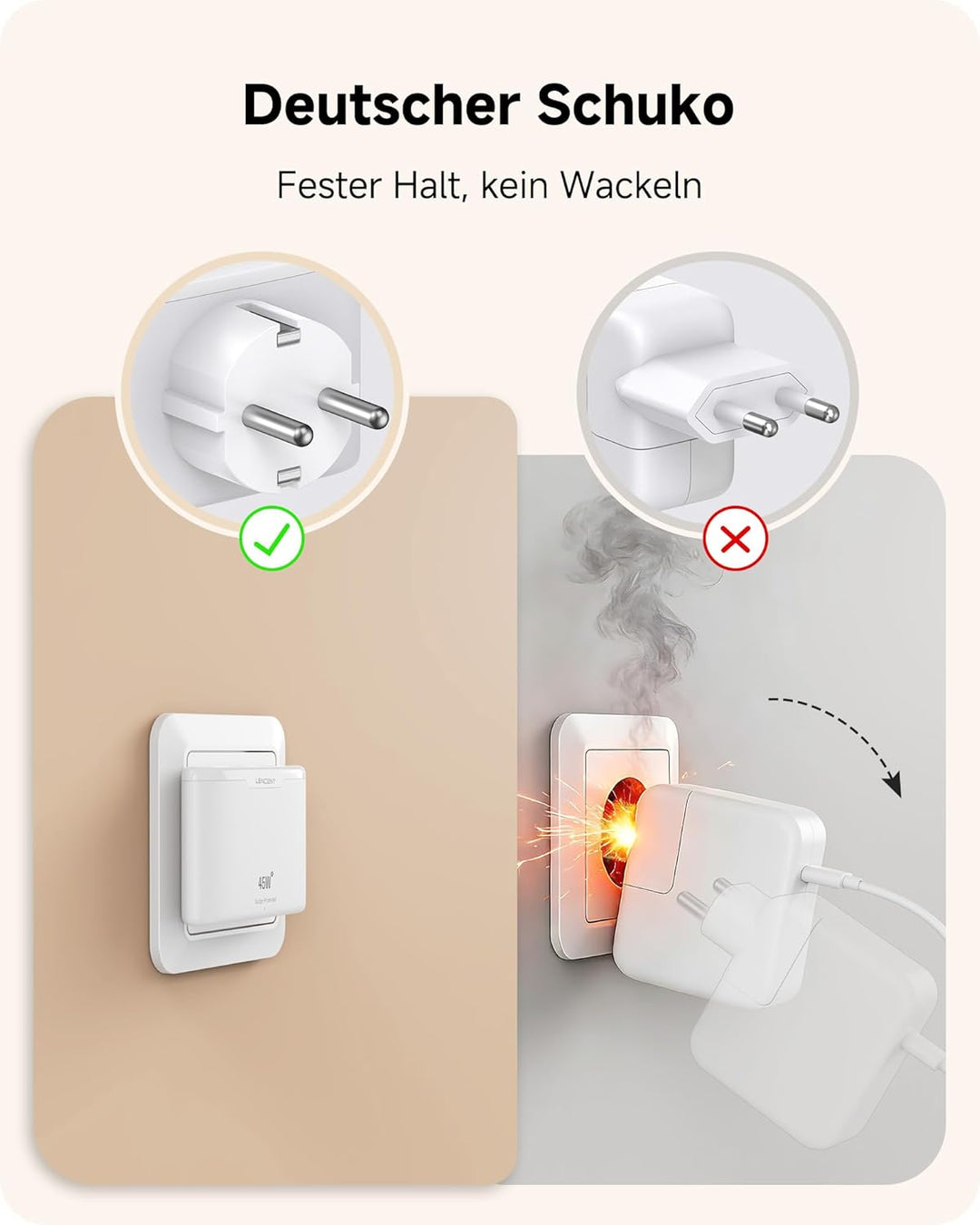 LENCENT Flaches USB C Ladegerät Slim 45 Watt Schnellladegerät Netzteil 4-Port Charger dünner Ladeste