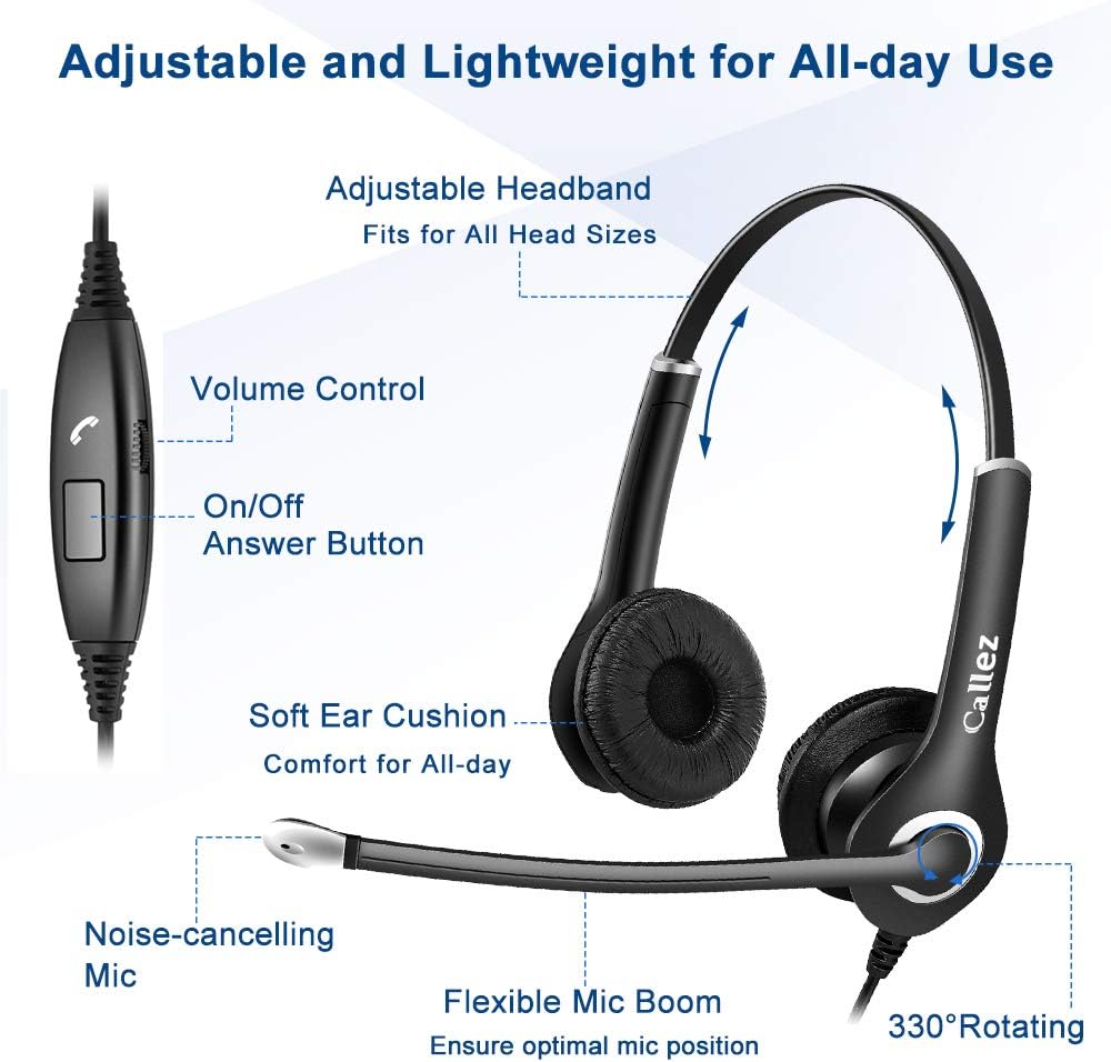 PC Headset Handy für Smartphone Computer Laptop, 3,5mm Klinke USB-C Kopfhörer Handy mit Mikrofon für