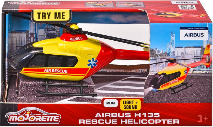 Majorette - Rettungs-Helikopter Airbus H135 (rot/gelb, 25,5 cm) - grosser Spielzeug-Hubschrauber mit