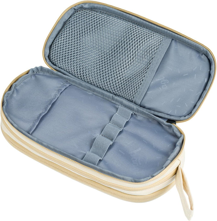 Baagl Federmäppchen Schulmäppchen Mädchen Jungen 3 Fächer Etui - Beige, Beige