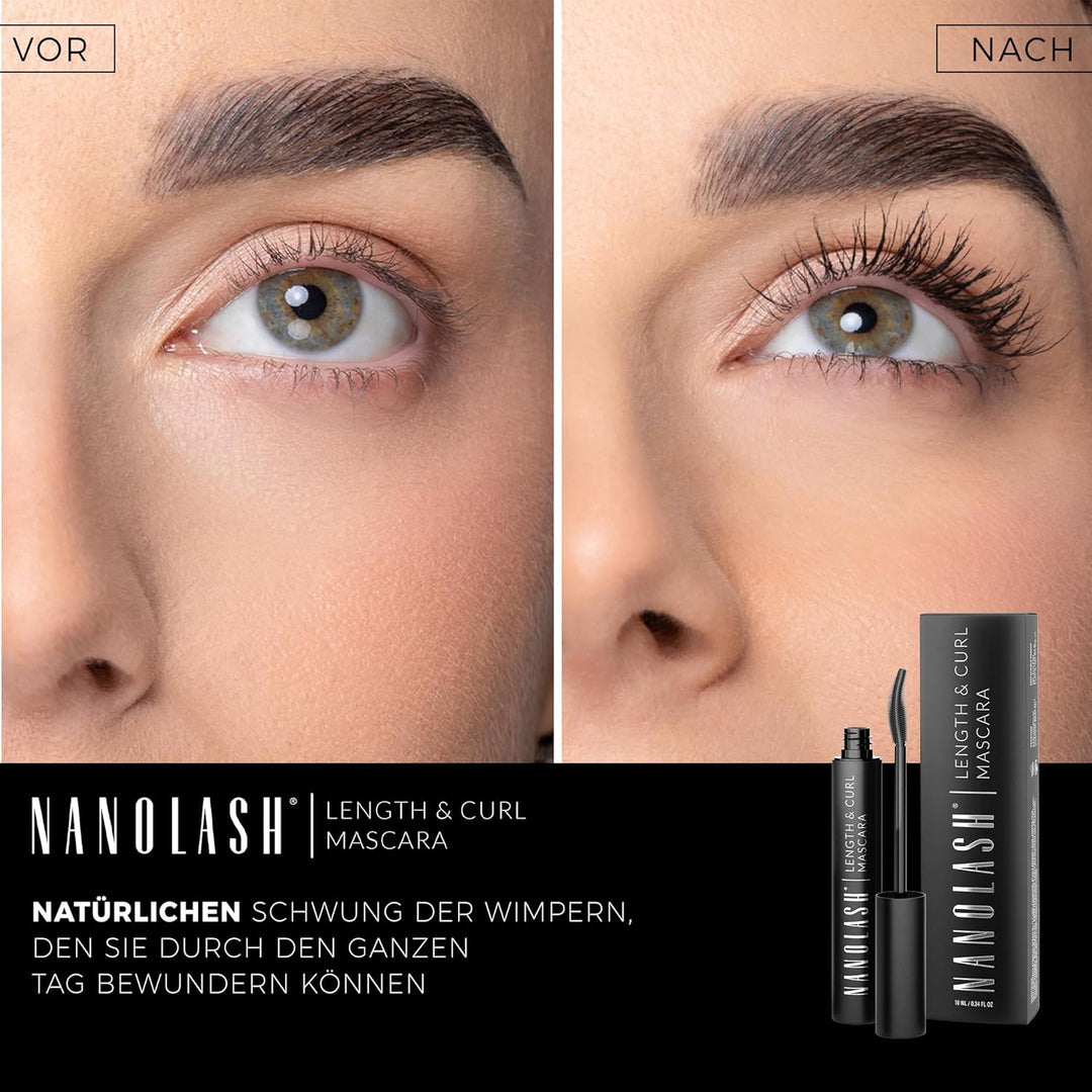 Wimperntusche für Länge und Schwung Nanolash 10ml - verlängernde und kräuselnde Mascara, Effekt von