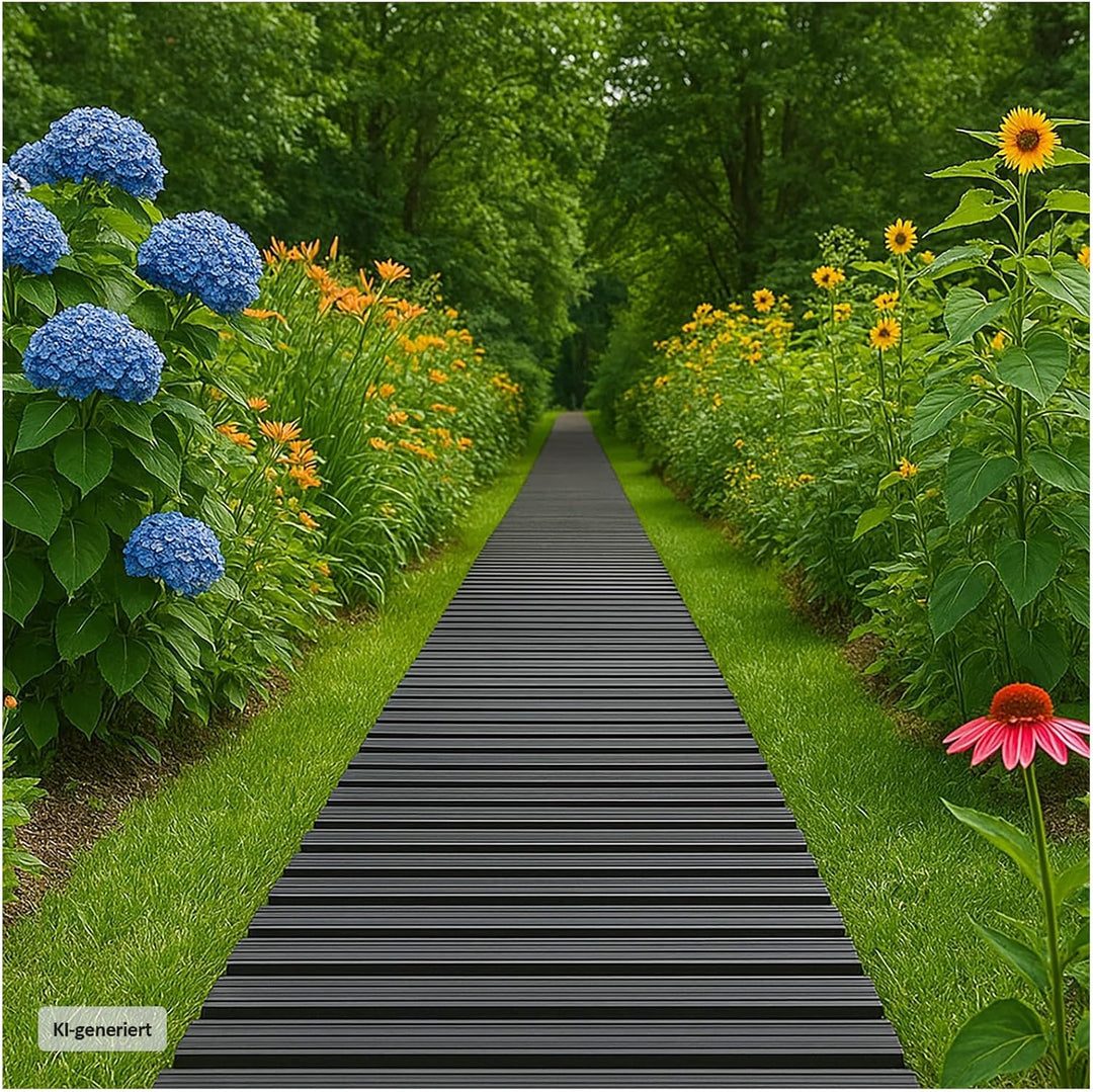 HTI living Gartenweg 655 cm Holzbohlenoptik Grau Gehweg Rollweg leicht zu verlegen