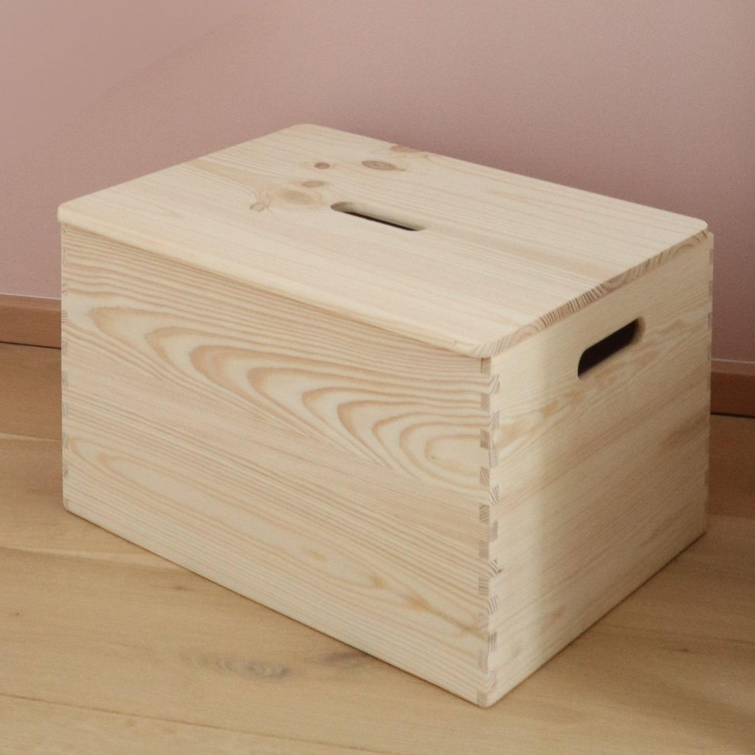 Spielzeugkiste mit Deckel aus Holz, schöne &amp; praktische Box für Spielzeug-Aufbewahrung im Kinderzimm