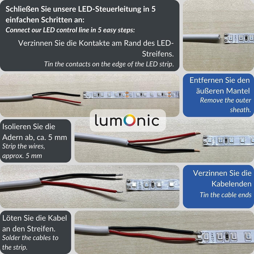 Lumonic 2x 0,34mm² LED Steuerleitung schwarz 100m I ummanteltes 2 adriges Kabel flexibel I Geschirmt