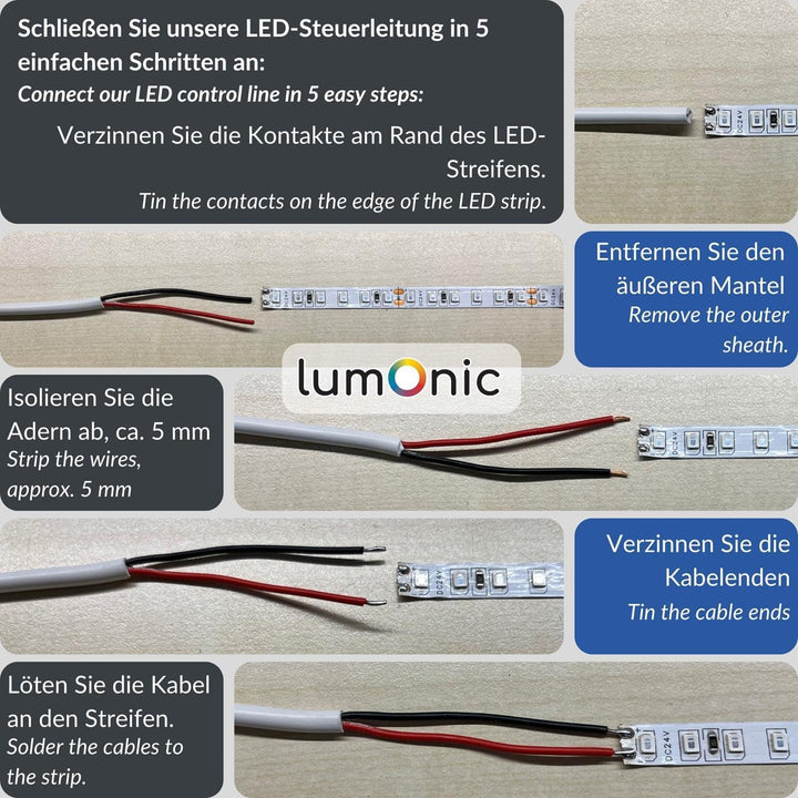Lumonic 2x 0,34mm² LED Steuerleitung schwarz 100m I ummanteltes 2 adriges Kabel flexibel I Geschirmt